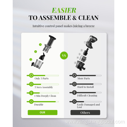 Portable Compact Centrifugal Juicer with Self-Cleaning Electric Spanish Stainless Steel Blades and Quiet Motor
